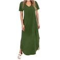 thumbnail image 3 of Meichang Women's Dresses Summer V Neck Short Sleeve Maxi Dress Vacation Beach Sundresses Casual Solid Loose Fit Party Wedding Guest Dress, 3 of 8