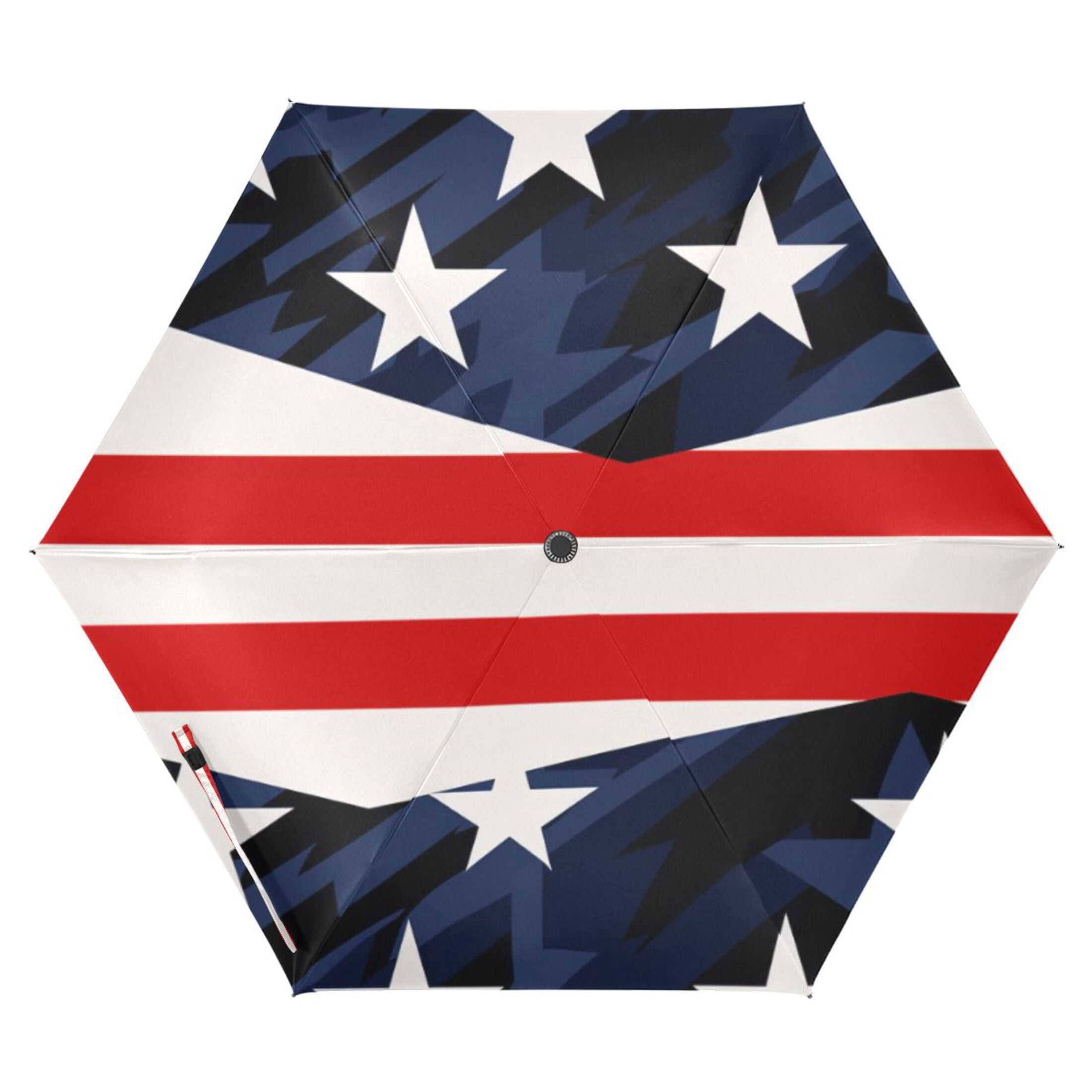 American Flag Star Compact Folding Umbrella for Rain Windproof Travel Umbrella UPF 50+ Lightweight Packable Arc Size