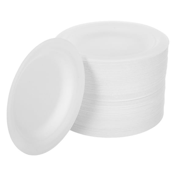 WEUVEB White Round Disposable Dessert Plates, 100 Count, Food Safe, Ideal for Parties, Catering, and Everyday Use