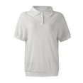 thumbnail image 4 of GXIPO Women Polo Shirts for Work V Neck Button Up Collared Tunic Loose Work Tops Light Gray 3XL, 4 of 5