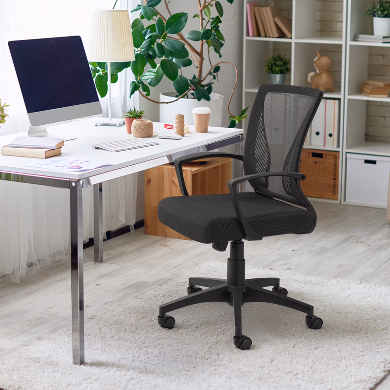 thumbnail image 2 of Furmax Office Chair Mid Back Swivel Lumbar Support Desk, Computer Ergonomic Mesh Chair with Armrest, Black, 2 of 7