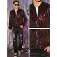 thumbnail image 4 of Unique Bargains Men's Sequin Zipper Long Sleeve Party Disco Shiny Bomber Jacket 2XL Multicolor, 4 of 6