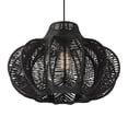thumbnail image 6 of Creative Co-Op Boho Handwoven Paper Rope and Metal Ceiling Pendant Lamp, Black, 6 of 9