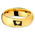 thumbnail image 2 of Tungsten Montana The Treasure State Heart Band Ring 7mm Men Women Comfort Fit 18k Yellow Gold Dome Polished, 2 of 4