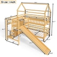 thumbnail image 2 of Harper & Bright Designs Twin Size House Bunk Bed with Storage Stairs, Wood Bunk Bed Frame with Slide for Boys and Girls, Natural, 2 of 12