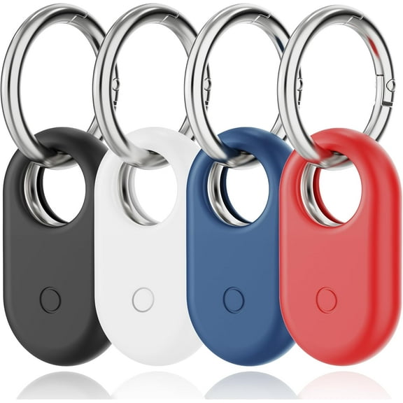 YUNOVA 4 Pack Samsung Galaxy SmartTag2 Case Protective Cover, Shockproof Silicone Skin with Carabiner Key Ring, Anti-Slip Grip & Precise Cutouts for Smart Tag2 Tracking Device Accessories