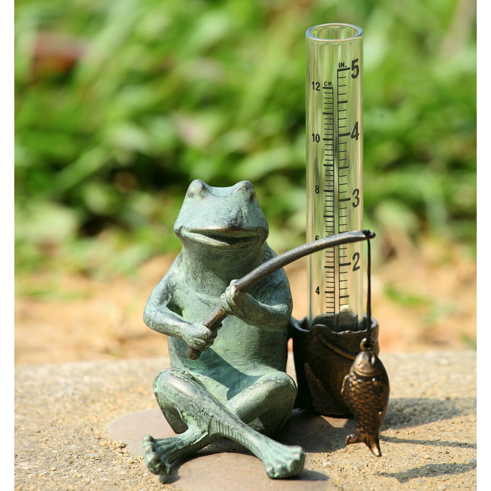 Frog Fisherman Rain Gauge by SPI Home