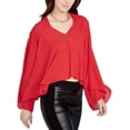 thumbnail image 2 of Rachel Roy Blouse en Tricot Drapé pour Femmes, Rouge, Moyen, 2 of 2