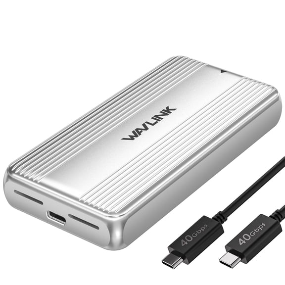 WAVLINK USB SSD Enclosure 40Gbps USB4 PCIe NVMe SSD Enclosure, for 2230/2242/2260/2280 B M/M-Key PCIe SSD, SSD Case Compatible with MacBook/Mac Mini M4/M3/M2/M1