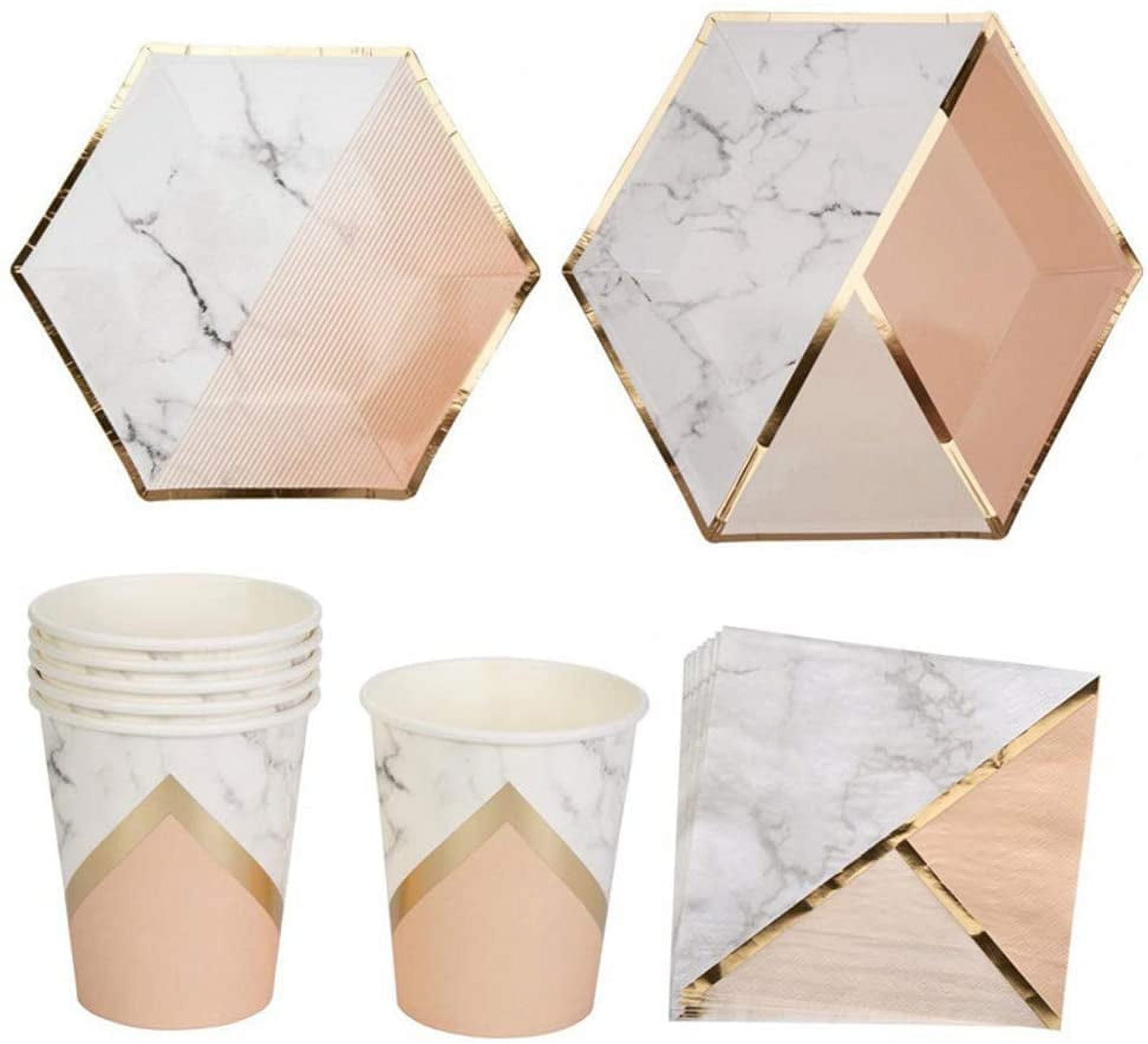 32Pcs Disposable Paper Plates Cups & Napkins Set Party Supplies Tableware Kit for Wedding Birthday Baby Shower