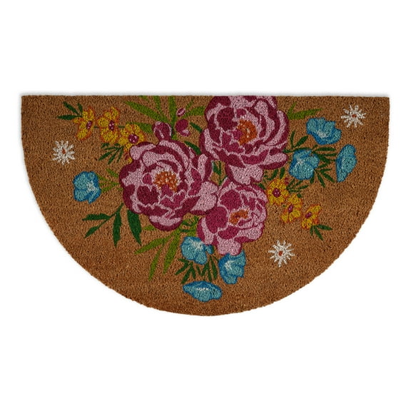DII Floral Design Collection Natural Coir Doormat, 17x29", Bouquet