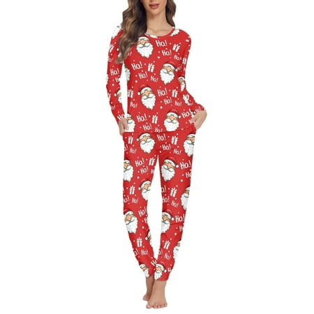 

Renewold Trendy HO-HO-HO Santa Pj Set Christmas Day Pajamas Top and Pants with Pockets 2PCS Softness Loungewear and Sweatpants Snug-Fit Women s Lingerie Outfits Size 4XL