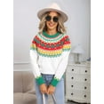 thumbnail image 4 of Women'S Casual Crew Neck Ribbed Sweater Pullover Fall Long Sleeve Print Fair Sweater Top Casual Loose Sweater White L, 4 of 9