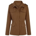 thumbnail image 5 of Yokua Women's Military Windbreaker Jacket Zipper Snap Button Parka Hunting Utility Coat with Pockets, 5 of 7