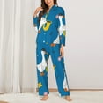 thumbnail image 3 of Kll Cartoon Goose Print Women'S Long Sleeve Pajamas With Pants Sleepwear Loungewear 2 Set-Small, 3 of 9