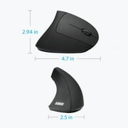 Anker 2.4G Wireless Vertical Ergonomic Optical Mouse, 800 / 1200 /1600DPI, 5 Buttons - Black