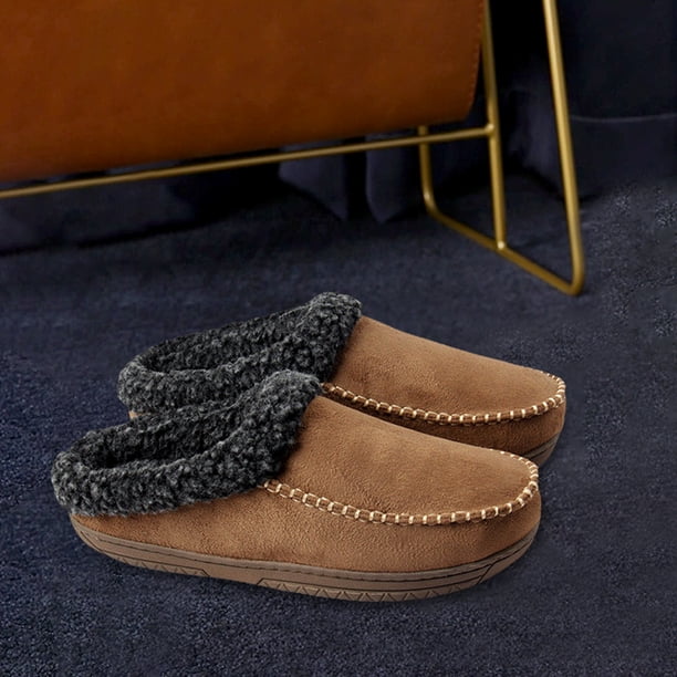 Pantufla Pantuflas térmicas planas para hombre, antideslizantes, borrosas, para interiores, suela gruesa para invierno DQrwqpou Tenis De Mujer Tenis De Hombre