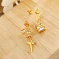 thumbnail image 4 of Asymmetrical zircon inlaid earrings, stone geometric star square earrings, beautiful earrings, 4 of 4