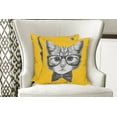 thumbnail image 4 of Ambesonne Animal Throw Pillow Cover 2 Pack, Hipster Kitten Cat, 18", Mustard Grey, 4 of 6