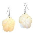 thumbnail image 4 of Hand Carved Hibiscus Flower Mother of Pearl Dangle Earrings, 4 of 4