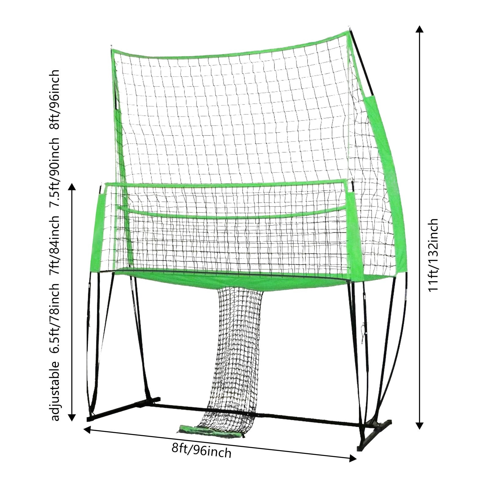 ToppiJoy 8*11ft Volleyball Training Equipment Net, Volleyball Spike Trainer for Indoor and Outdoor, 4 Adjustable Heights & Portable Carry Bag for Team and Solo Training(Green)