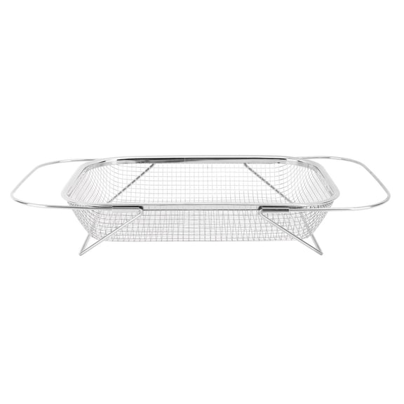 BIMZUC Expandable Stainless Steel Over‑Sink Colander with Fine Mesh, Handles, Drain Feet – Durable Kitchen Strainer & Dishwashing Basket