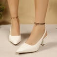 thumbnail image 5 of DIVVce Closed Toe Sandals Women Slingback Block Kitten Heel Pumps Glossy Patent Slip On Formal Wedding Office Dress Event Footwear, 5 of 8