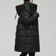 thumbnail image 6 of TFEOQRY Women's Winter Hooded Cotton Padded Coats Casual Fashion Solid Color Parkas with Pockets Zippered Reversible Long Cotton Coat Black, 6 of 6