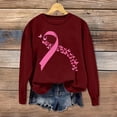 thumbnail image 2 of Fartey Breast Cancer Crewneck Sweatshirt for Women Cute Pink Ribbon Long Sleeve Sweatshirts Breast Cancer Awareness Pullover Tops Wine S, 2 of 4