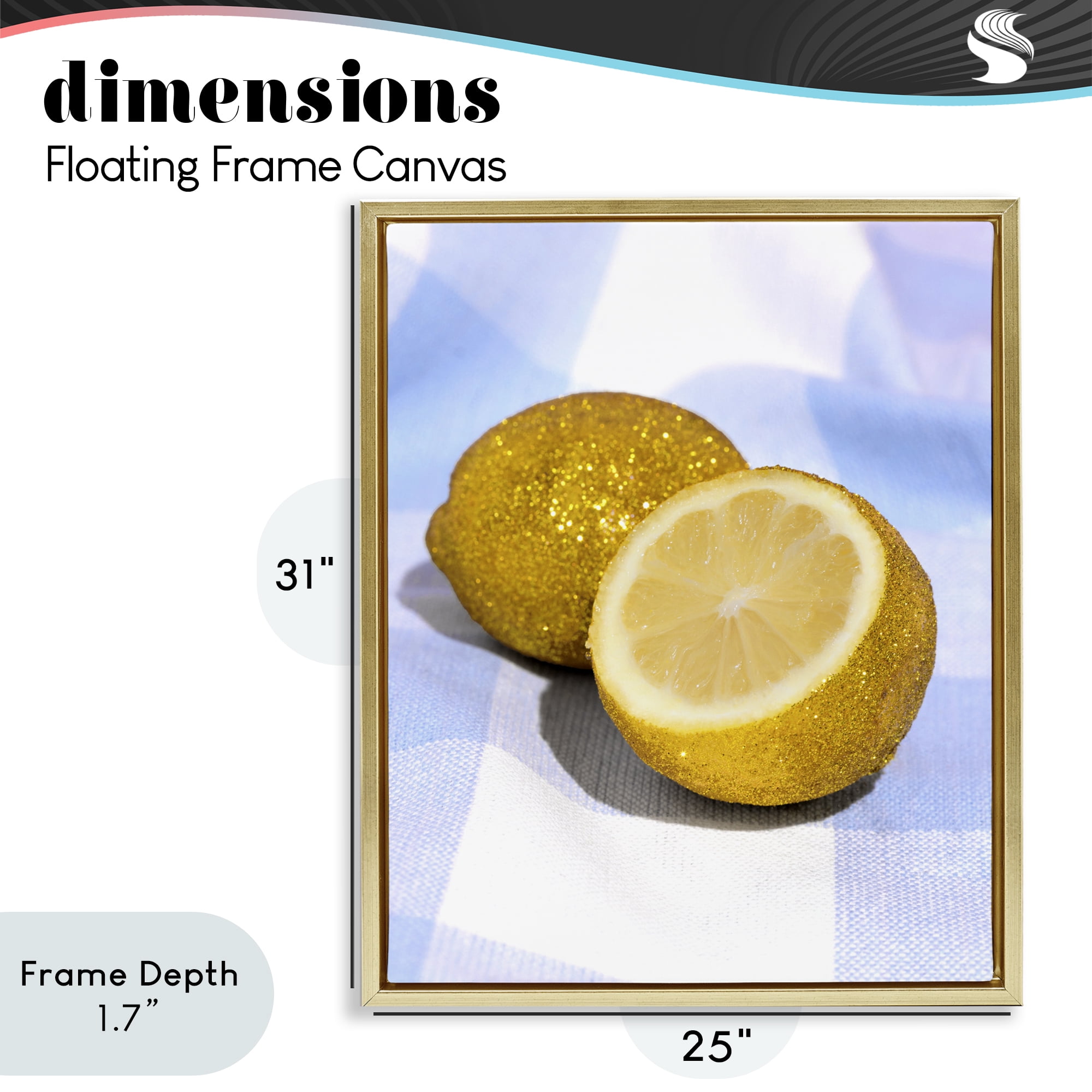 Stupell Industries Glimmer Lemon on Blue Gold Framed Floater Canvas Wall Art, design by LISH Creative