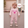 thumbnail image 6 of BemeyourBBs Newborn Baby Girls Stripe Romper Daddy's Girl Outfits Letter Bow Embroidery Long Sleeve Jumpsuit with Headband Set, 6 of 9