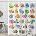 thumbnail image 5 of Kids Alphabet Shower Curtain ABC Educational Cartoon Animals Students Baby Learning Tool for Bathroom Decor Polyester Fabric Waterproof Sets with 12 Hooks 72x72 Inch, 5 of 6