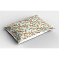 thumbnail image 2 of Ambesonne Fox Pillow Sham 2 Pack, Cartoon Flowers, 26"x20", Orange Pale Sage Green, 2 of 3