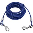 thumbnail image 3 of GFDYREE Double Head Bite Resistant Outdoor Camping Leash, Premium Steel Wire, Large Range Motion, Suitable for Small, Medium, Large Dogs, Made of Steel Wire, PVC, Ideal for (Blue), 3 of 7