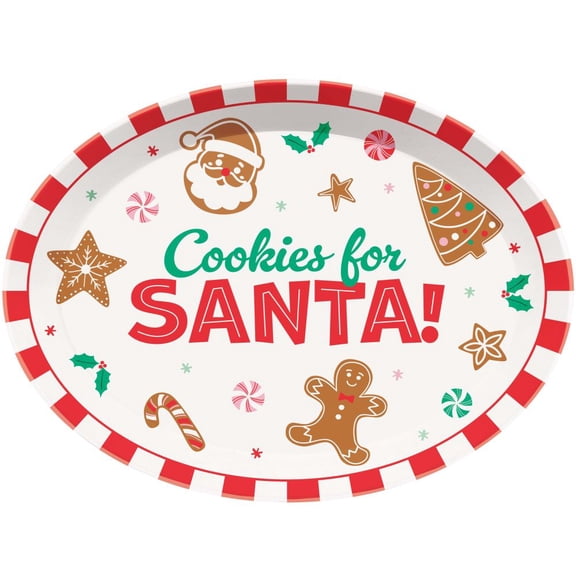 Cookies For Santa Oval Plastic Serving Tray
