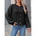 thumbnail image 4 of Jersey tipo cárdigan Saodimallsu de punto grueso de gran tamaño negro para mujer, 4 of 5