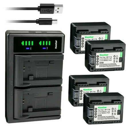 Kastar 4-Pack Battery and LTD2 USB Charger Replacement for Canon LEGRIA HF M706 HFM706  LEGRIA HF M806 HFM806  VIXIA HF M50 HFM50  VIXIA HF M52 HFM52  VIXIA HF M500 HFM500  VIXIA HF R30 HFR30