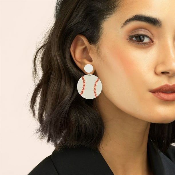 Pendientes para mujer, regalos para mujer, aretes de pelota de acrílico, fútbol, baloncesto, béisbol, fútbol, aretes, aretes