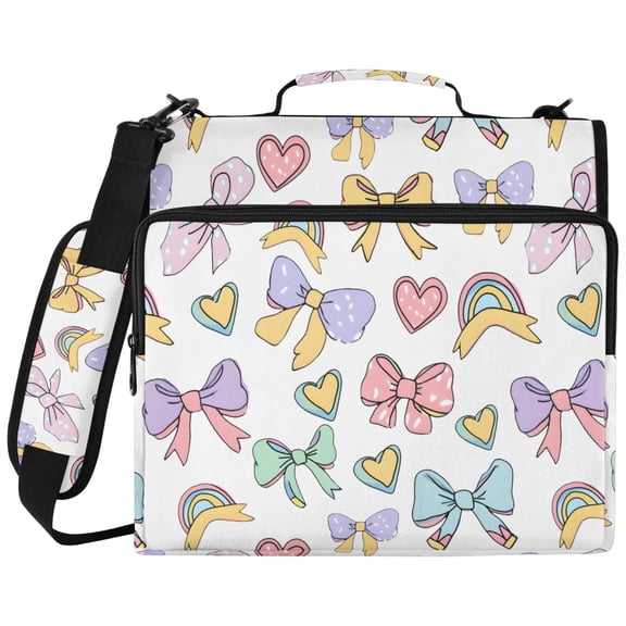 ALAZA Zipper Binder Cute Bows Pattern 2 inch 3 Ring 500 Sheet Capacity Trapper Keeper File Folder Organizer Bag