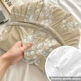 thumbnail image 4 of Cal.King Size Fitted Sheet Set - Rustic Botanical 3 Piece Bedding Sets 16" Deep Pocket Fitted Sheet with 2 Pillowcases, Retro Farmhouse Floral Flowers Light Brown Brushed Microfiber Hotel Bed Sheets, 4 of 9