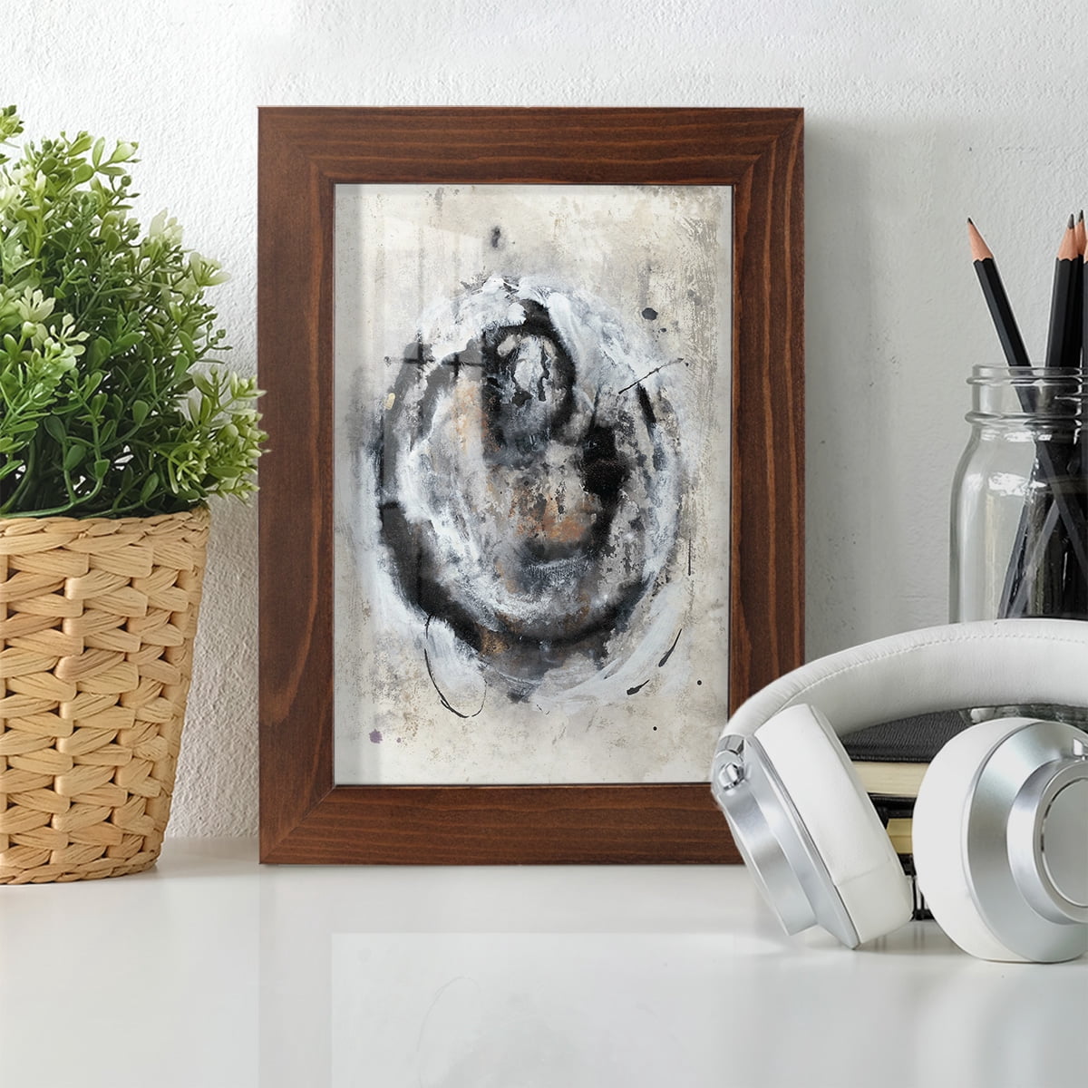 Circular Energy III -Framed Print w/glass-Chestnut