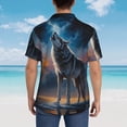 thumbnail image 3 of Lsque Lonely Night Sky Wolf pattern Hawaiian Shirt for Men, Unisex Summer Beach Casual Short Sleeve Button Down Shirts-3X-Large, 3 of 9