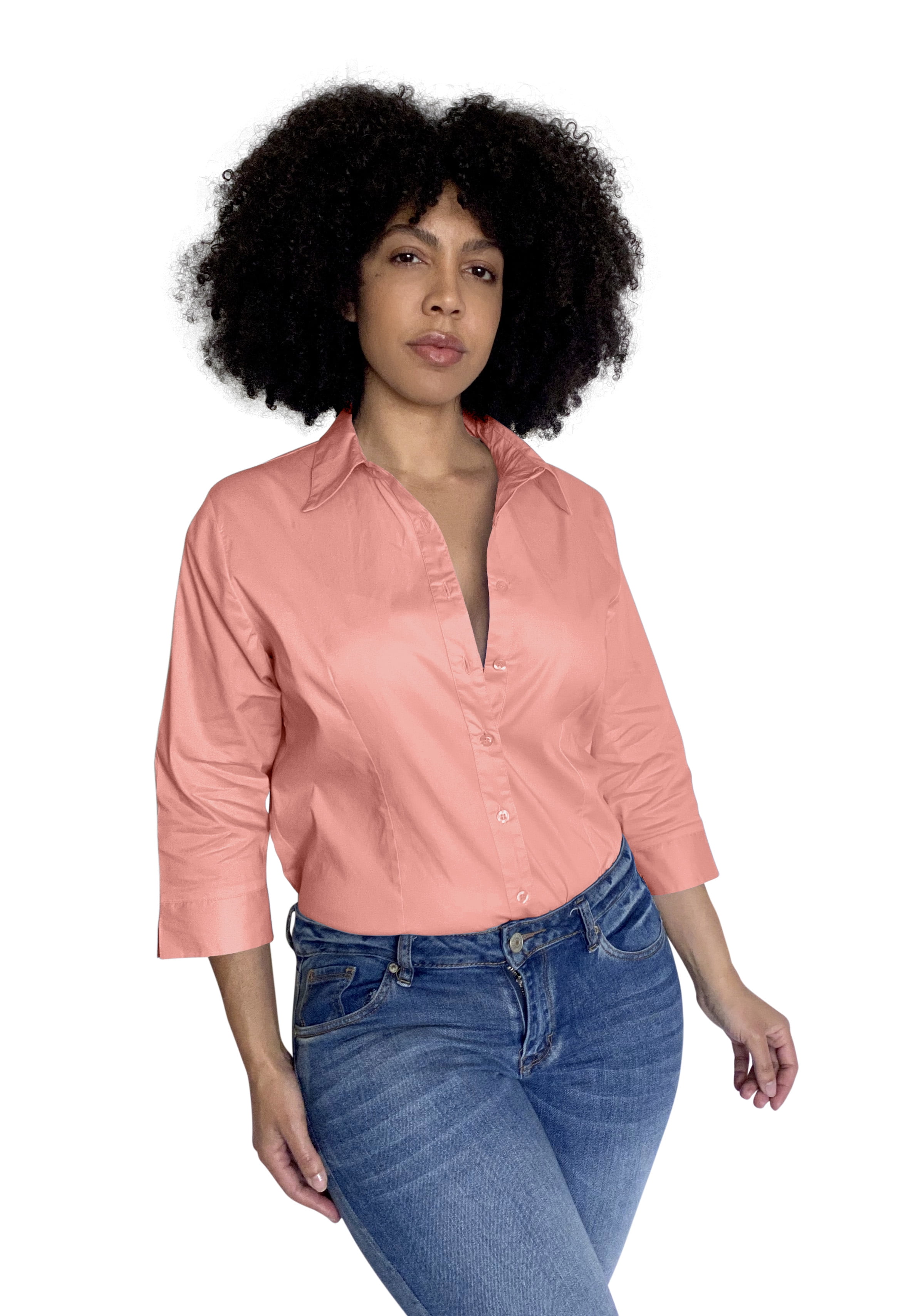 Pier 17 Pier 17 Women's Plus Size Button Down Shirts 3/4 Sleeve