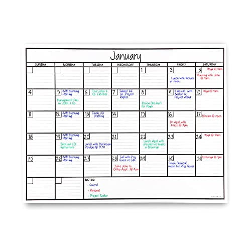 Officeaid Grand Calendrier Mural Effaçable à Sec Laminé (grand (36 Pouces * 48 Pouces))