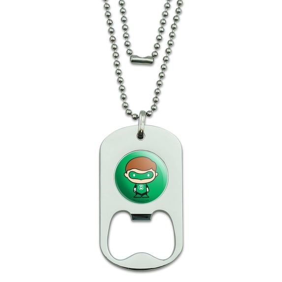 Green Lantern Cute Chibi Character Military Dog Tag Bottle Opener Pendant