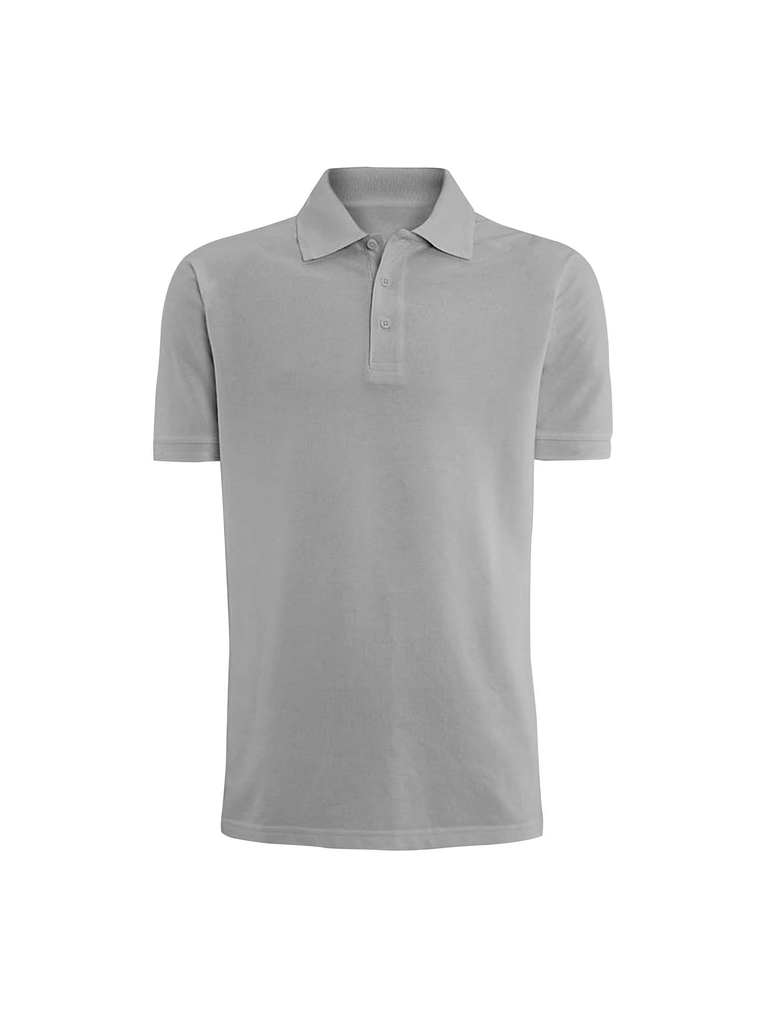 Alta Fashion Designer Mens Classic Fit Cotton Polo Shirt in Grey