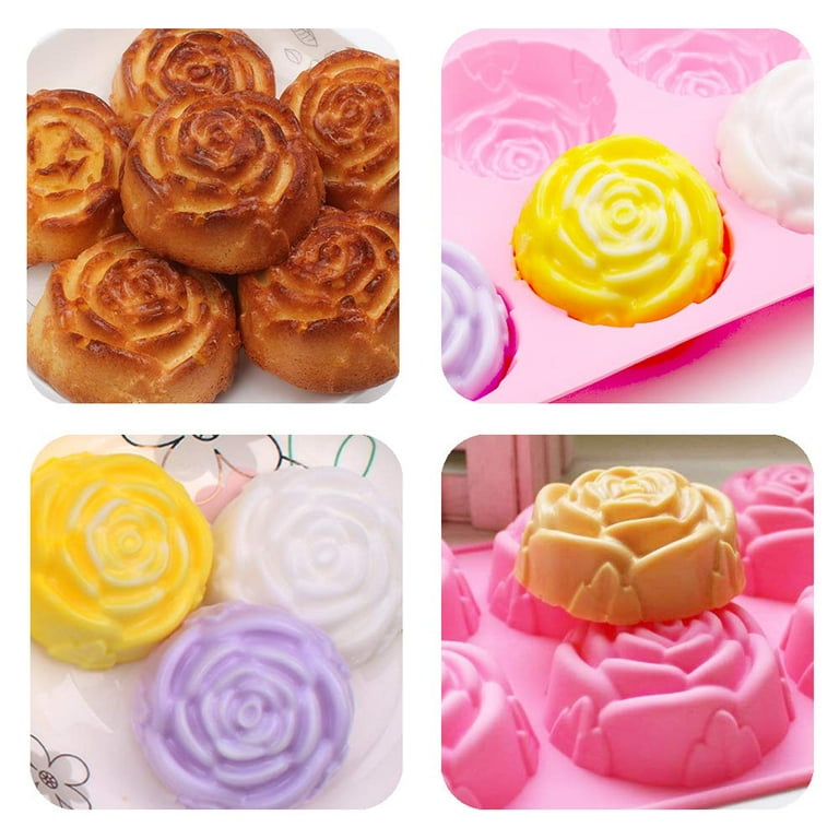 Pampered Chef Silicone Rose Flower Round Floral Cupcake Baking Mold -   Log Cabin Decor
