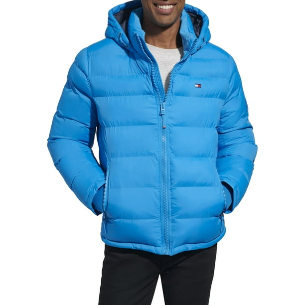 Chaqueta Tommy Hilfiger para hombre, con capucha, acolchada, color azul brillante, talla XL