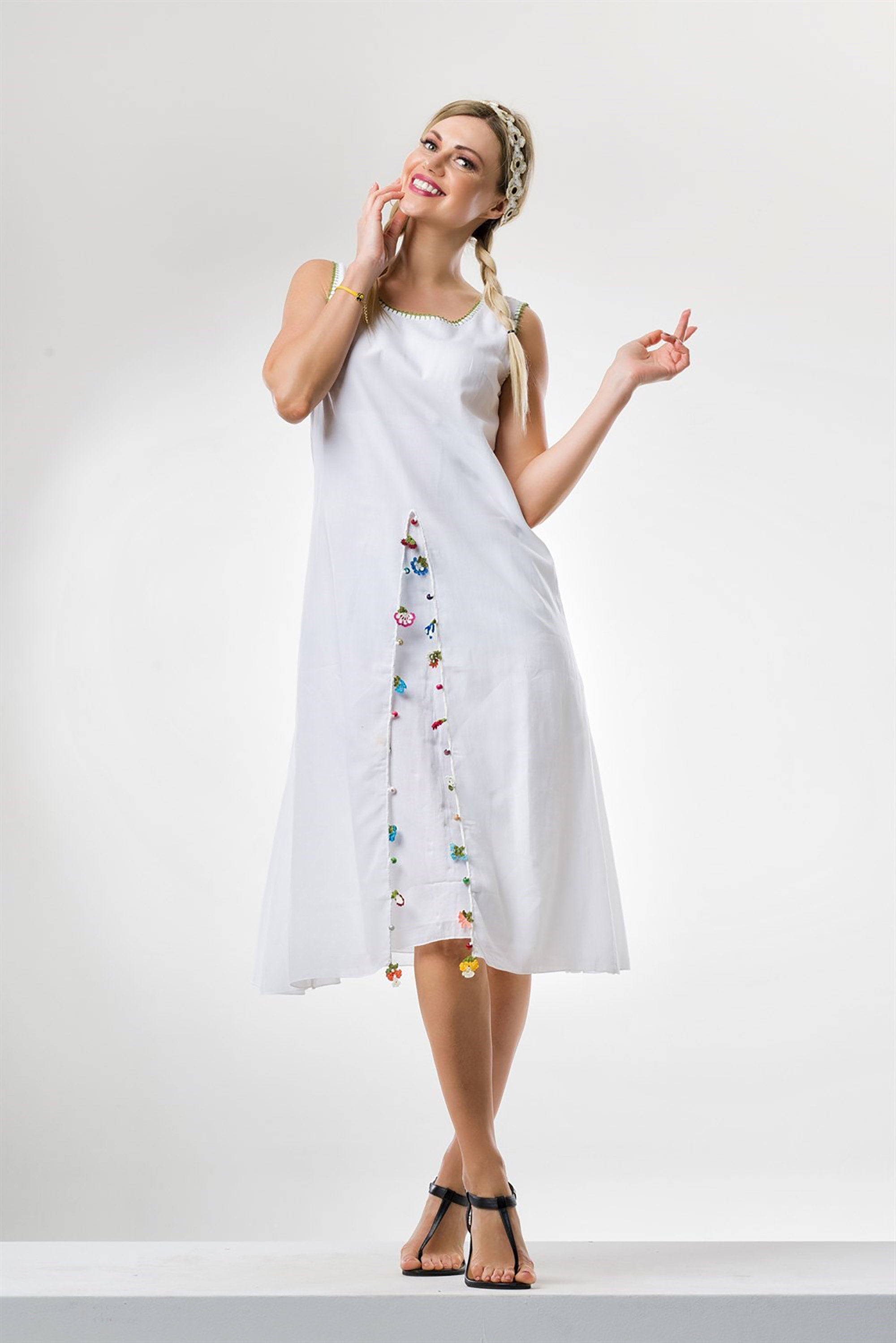 white embroidered summer dress