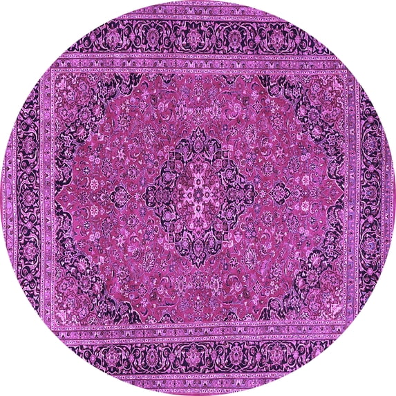 Ahgly Company Indoor Round Medallion Purple Traditional Area Rugs, 8' Round
